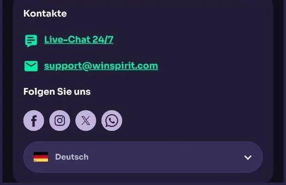 24/7 Live-Chat-Support bei WinSpirit Casino